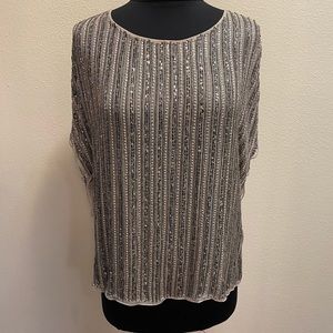 Parker Silver Embellished Silk Top S